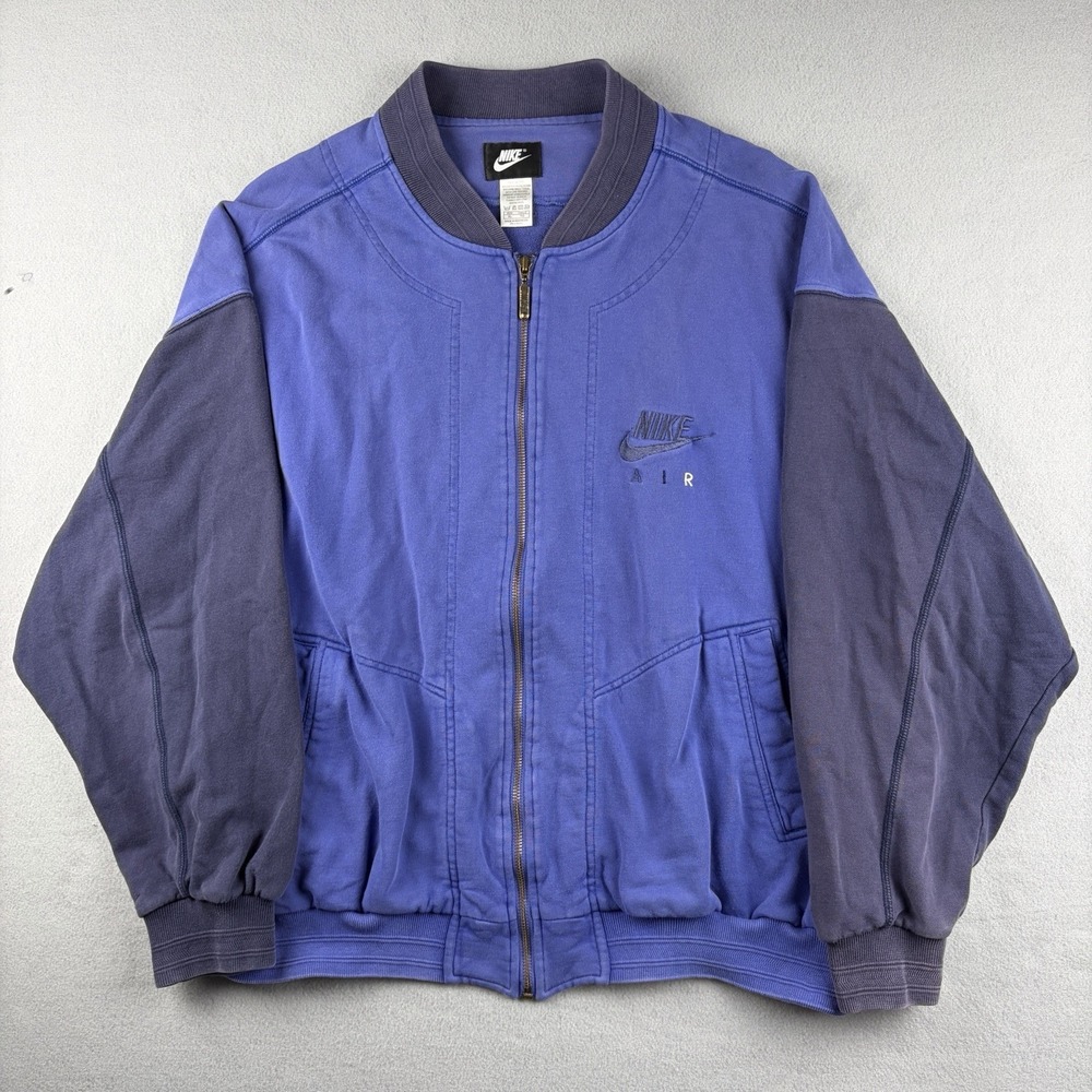 Vintage Nike Air Full Zip Sweatshirt Jacket Blue Embroidered Swoosh Men's XL